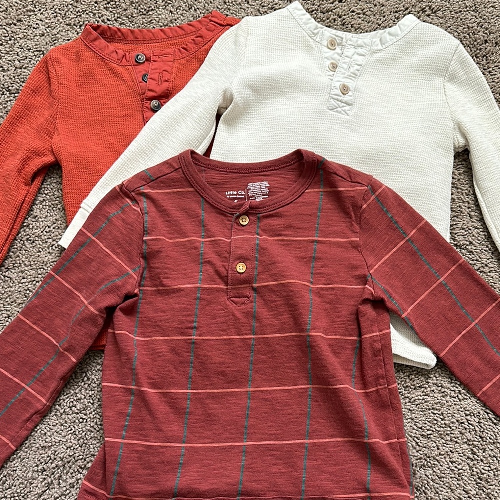 Kids Long Sleeve Shirts - Red, White, and Orange